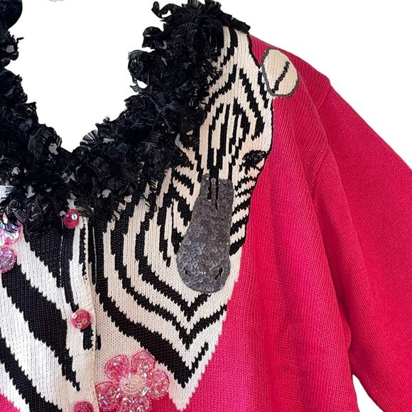 Storybook Knits Dazzling Zebra Cardigan Sweater Size 2X NWT - Picture 2 of 5